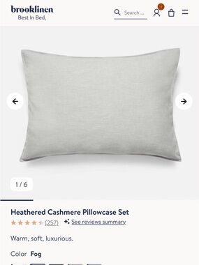 Brooklinen Heathered Cashmere Pillowcase - Fog Gray